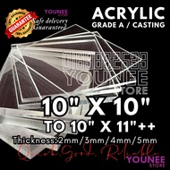 10 x 10 inches to 11++ inches acrylic sheet with 2mm, 3mm 4mm and 5mm / transparent