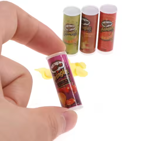 1set 1:12 Dollhouse Miniature Food Potato Chips BottlesMini Simulation Potato Chips Bottle Dolls Kit