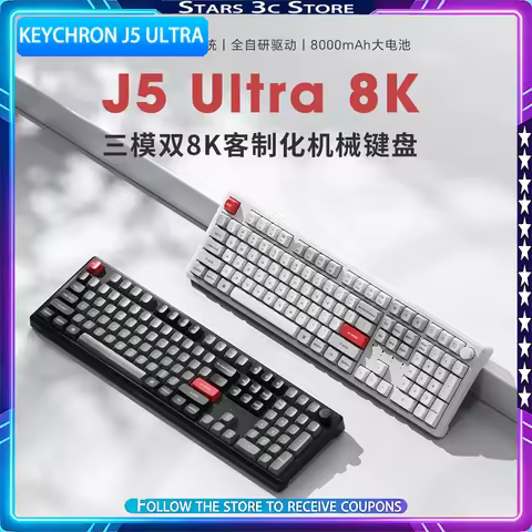 Keychron J5 Ultra Mac Mechanical Keyboard Wireless Tri Mode Dual 8K with Multi-function Knob Low Lat