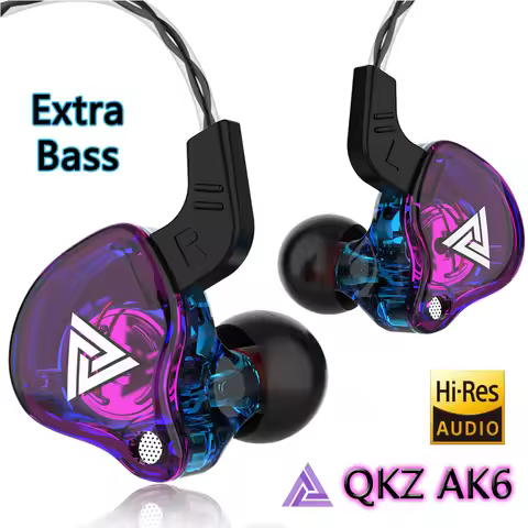 Original QKZ AK6 Stereo HiFi Earphone Extra Bass Headphones with Mic Copper Driver InEar Wired Sport