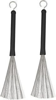 Jiayouy 1 Pair Drum Wire Brushes Drum Sticks Percussion Retractable Brush Stick for Cajon Jazz Acous