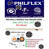 (Per Meter) PHILFLEX PDX WIRE NM Non Metallic ROMEX WireDuplex Solid Flat Wire 14/2 12/2 10/2 LOOMEX