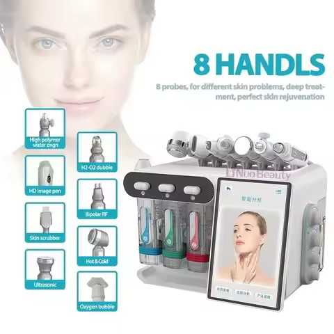8 Handles Hydro H2O2 Peeling Vacuum RF Face Lifting Hydro Small Bubble Water Hydro Aqua Skin Spa Dee