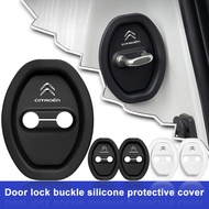 4pcs Silicone Car Door Lock Buckle Protector Cover Accessories For Citroen C1 C2 C3 C4 C5 C6 C8 C4L 