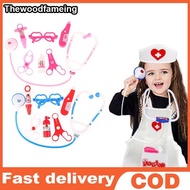 THEFAM 7Pcs Kids Play Doctor Game Early Educational Toys Pretend Doctors Kit Child Stethoscope Cospl