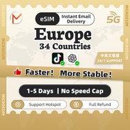 eSIM Europe Ultimate 1-5 Days High Speed Unlimited Data | Instant 24h Delivery | Europe Travel eSIM 