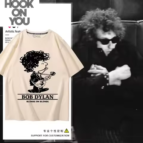 Bob Dylan Movie Rock Poet Peripheral Loose Short Sleeve Men's and Women's Summer American Retro Men'