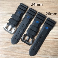 yichon 8-3Silicone watch strap substitute Panerai rubber strap thick and durable bracelet black blue label 24mm 26mm