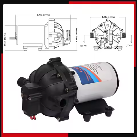 12V 24V Water Pressure Diaphragm Pump 5-Chamber Self-Priming Pump5.5GPM Water Transfer Pump 70PSI wi