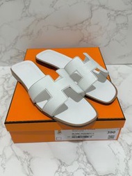 Hermes Oran Sandales Blanc Piqures H H拖 白色 拖鞋 39