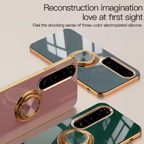 Luxury Plating Gloss Surface Silicone Phone Case For Sony Xperia 10 5 1 VI V IV ACE III 360° Rotate 
