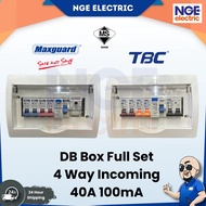 DB| [SET DB] DB box Full Set 4Way full set incoming 40Amp 100mA Brand Maxguard/TBC