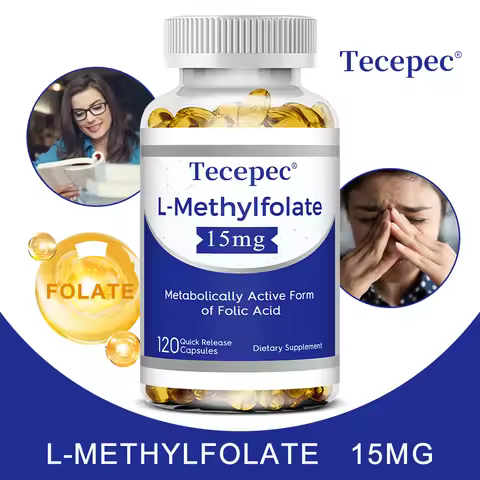 L-Methylfolate 15mg Capsules, Active Methyl Folate Vitamin B9, Supports Brain, Heart, Mood and Overa