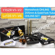 Lc135 V1~V6 & Y15ZR V1~V2 OHLINS 205mm & Gold Fork Tube & Fork Spring Set