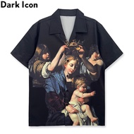 Dark Icon Pritned Vintage Shirts Men Short Sleeve