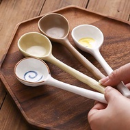 QTNJVE ด้ามจับแบบยาว สไตล์ญี่ปุ่นแบบ ร้านอาหารที่บ้าน ไอศกรีมสำหรับไอศครีม โจ๊กขนม ช้อนคนให้เข้ากัน เครื่องใช้ในครัว ช้อนซุปช้อน เครื่องใช้บนโต๊ะอาหาร ช้อนกาแฟช้อน