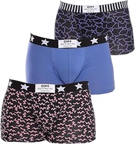 Boxer Shorts Stretch Cotton Dim Vibes Men's x3, Flash/Nuage Noir/Bleu Barbeau, M