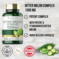 Bitter Melon Capsules 1500mg 200 Count Non-GMO & Gluten Free Extract Complex Supplement by Carlyle