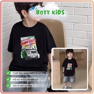 Boys' T-shirt, Loose T-shirt, 4-way stretch cotton shirt for boys AO6 Black