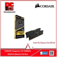 Corsair Vengeance LPX 32GB (2 x 16GB) DDR4 3200Mhz Kit C16 Memory Kit - Black [CS-CMK32GX4M2E3200C16