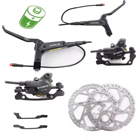TESNO EBike Hydraulic Disc Brake 2 Piston Scooter parts Bicycle Accessories 160mm Rotor Caliper Fron