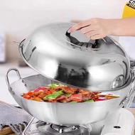 🚓Thickened Stainless Steel Wok Cover Heightened Arch Old-Fashioned round Wok Cover Iron Wok Cover Fried Big Pot Wholesal