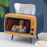 Tissue Box Household Storage Paper Box Creative Retro TV Desktop Watching Movie Stand Lazy Phone Hol