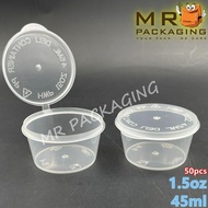 1.5oz Round Disposable Plastic Food Container Hinged Lid ( 50pcs± ) 1.5 oz Deli Container - 45 ml