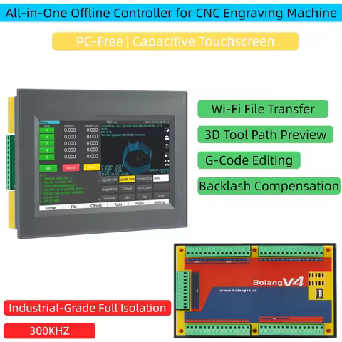 All-in-One CNC Offline Stepper/Servo Controller - G-code - 3/4/5 Axis - 7" Capacitive Touchscreen - 