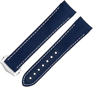 20mm Black Nylon Fabric Watchband Fit For Omega Strap For AT150 Seamaster 300 Planet Ocean De Ville Speedmaster Curved End Watch Band