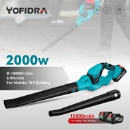 Yofidra 18000rpm Electric Air Blower Cordless Efficient Household Leaf Snow Dust Blowing Blower Power Tool For Makita 18VBattery