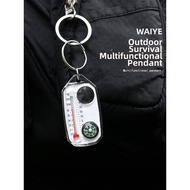 Outdoor Equipment Thermometer Compass Magnifying Glass Keychain Compass Portable Mini Compass