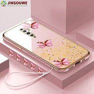 Jinsouwe เคสมือถือสำหรับ OPPO Reno2 F 2F Reno2f เคสมือถือสำหรับการ์ตูนเด็กหญิงเด็กชายผีเสื้อกรอบบางกรอบ