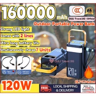 CCC【24H Shipping】120W Powerbank 160000mAh  Power Bank Built-in 2 Cables Super Fast Charging Outdoor 