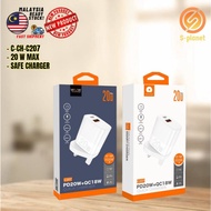 WUW C207 PD20W+QC18W Type C Fast Travel Adapter Wall Charger for Phone Tablets and Laptops Charger a