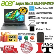 Acer Aspire Lite 15 AL15-31P-P9YD Laptop ( N6000, 8GB, 512GB SSD, Intel UHD ,15.6" FHD , W11H, Offic