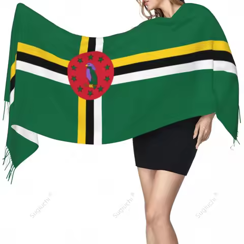 Dominica Flag Dominican Scarf Pashmina Warm Scarves Shawl Wrap Hijab Spring Winter Multifunction Uni