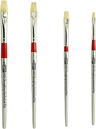 ZEM Brush Chungking Deluxe White Hog Bristle Interlocked Flat Artist Brush Set Sizes 2,4,6,8