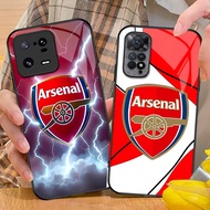 Arsenal FC 01 Glass Phone Case For POCO F3 F4 F5 M3 M4 M5 M6 4G X3 X4 GT NFC X5 X6 X7 X8 PRO Max 5G