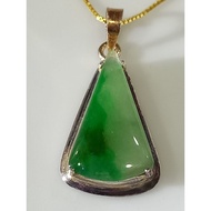 #J08 High Quality Natural Grade A Icy Jade Jadeite Silver Pendant H18.8m (Free Necklace Chain)