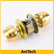 ANITECH Tubular Knob Cylindrical Cylinder Door Lock Tombol Pintu Tombol Pintu Bilik Rumah(Gold)