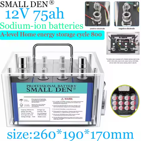 12V 75Ah Sodium-ion 900Wh Battery Na-ion Deep Cycle Rechargeable Battery for Solar System RV Marine 