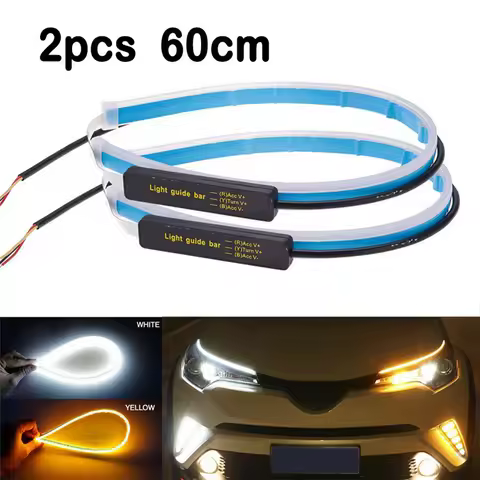 60cm 45cm 30cm Car LED DRL Daytime Running Light Flow Runs Headlight LED Strip Brake Turn Signal Lig
