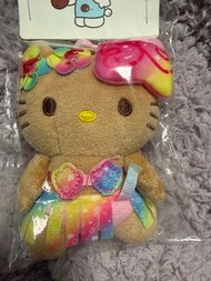 Hello Kitty 黑皮夏威夷風毛絨公仔