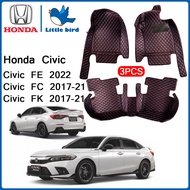 littlebird พรมปูพื้นเข้ารูปรถยนต์ Honda Civic FE (2022) FC 4Dr(2017-2020) FK 5Dr (2017-2021) พรมปูพื