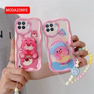 Funny Case For OPPO A93 4G Case Lovely Soft Silicone Phone Cover OPPO Reno 4F Case For Ladies Girls With Bracelet Kickstand