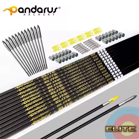 6/12pc Pandarus ELITE ID3.2mm X10 Carbon Aluminum Arrow Shaft Spine 350-1000 Carbon Competition Arch