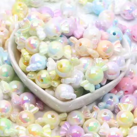 10Pcs 11x21MM Mixed Color Candy Shape Dyeing Acrylic Beads For Jewelry Handmade DIY Bracelets Keycha