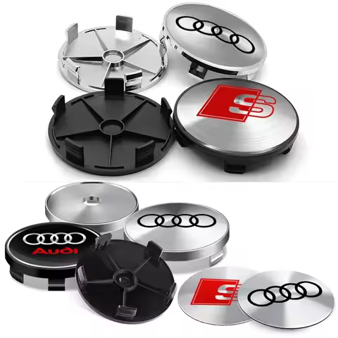 56/60/63/65/68mm 4PCS Car Wheel Hub Caps Emblem Badge Stickers Decoration for AUDI S RS A3 A4 B8 8P 