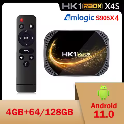 HK1 RBOX X4S Android 11.0 Smart TV Box Amlogic S905X4 4GB 64G 128G 2.4G&5G Dual Wifi Support 4K 8K B